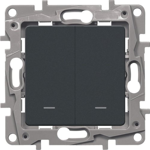 Переключатель с подсветкой без рамки Legrand Etika 2-кл. проходной антрацит фото Переключатель с подсветкой без рамки Legrand Etika 2-кл. проходной антрацит картинка